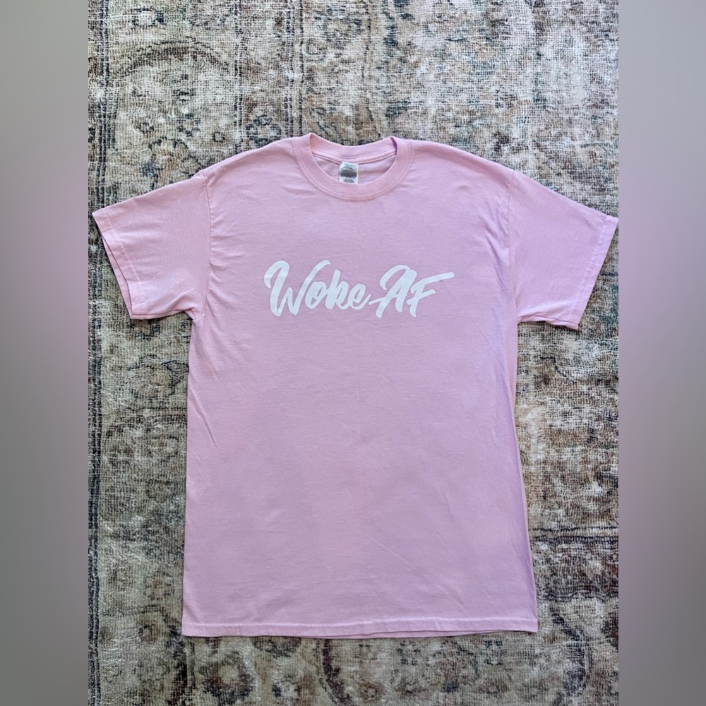 Y2K Light Pink Woke AF T Shirt Unisex Size Medium